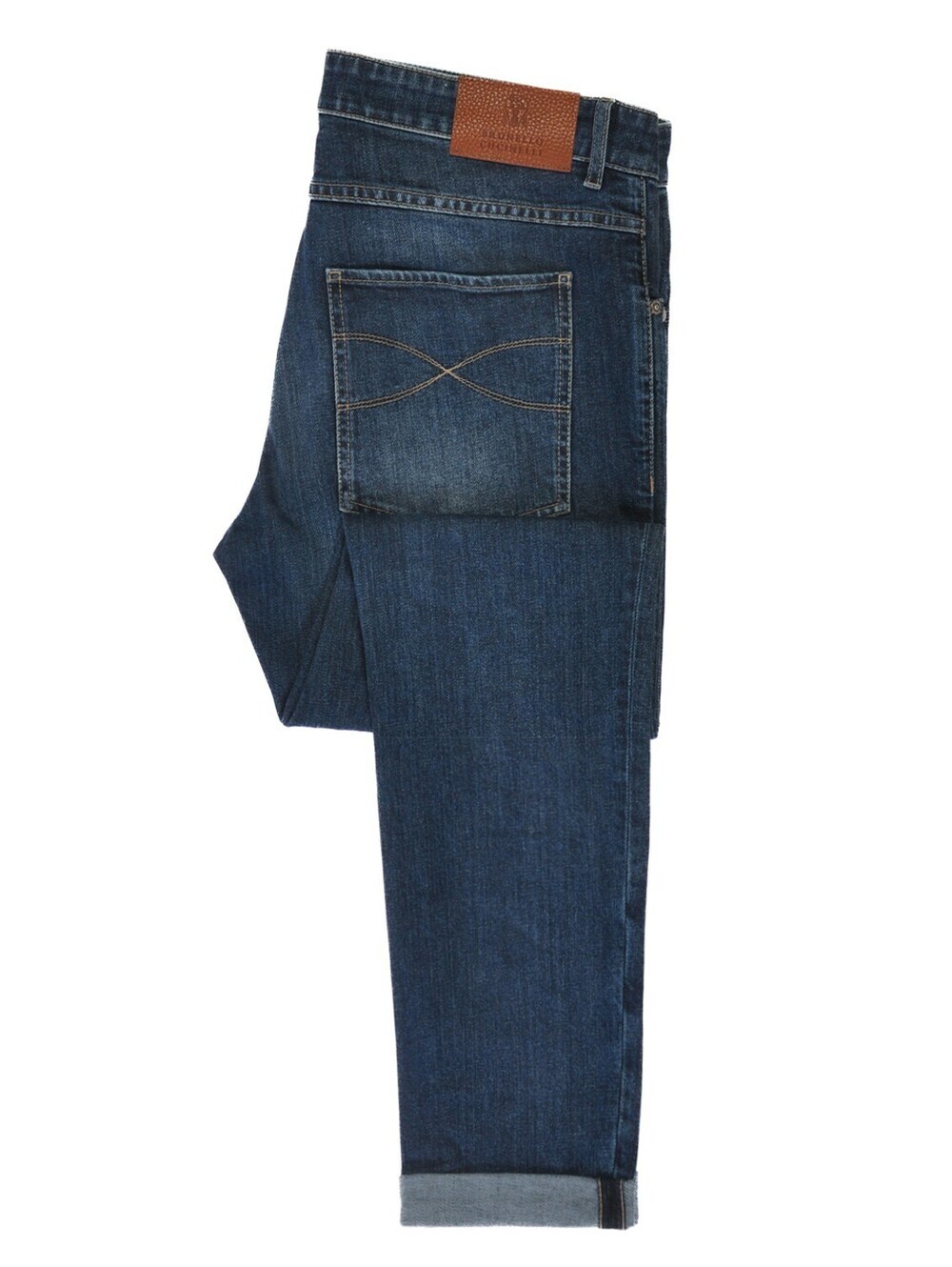 Brunello Cucinelli Dark Blue Skinny Fit Cuffed Jeans 36 36369
